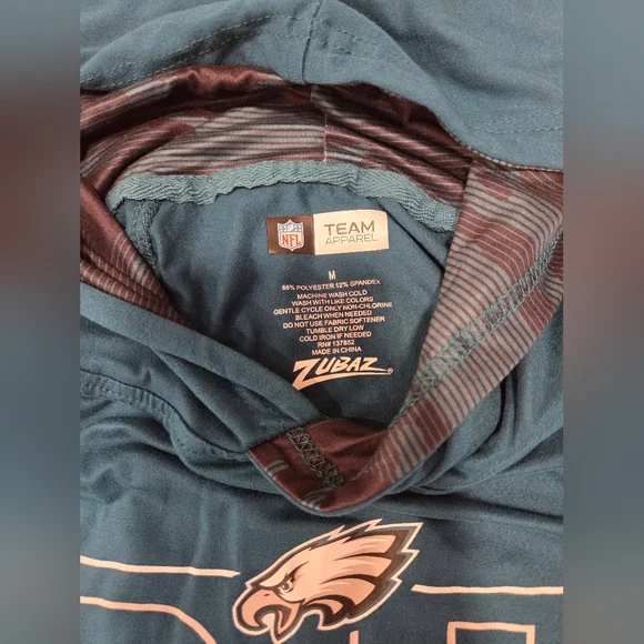 Philadelphia Eagles Teal Hooded Pullover Long Sleeve Shirt - Picture 2 of 3